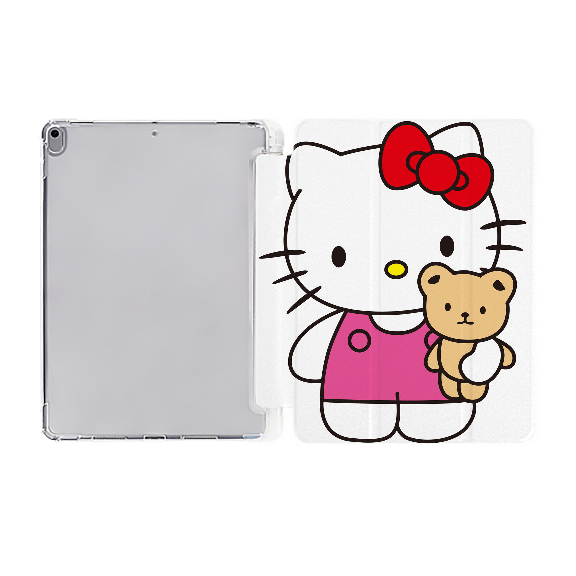 （画像用） Hello Kitty ハローキティ IPad ケース ペン収納付き 三つ折りスタンド PUレザー×シリコン 対応機種9.5/10.5/10.9インチ